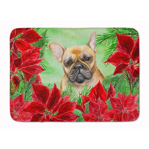 Carolines Treasures French Bulldog Poinsettas Machine Washable Memory Foam Mat CK1336RUG - main